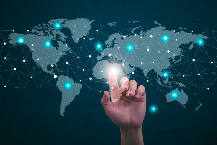Connecting, communicating, and exchanging with global network cloud data internet technology. Using wireless data with high-speed technology for economic, scientific, and financial development.